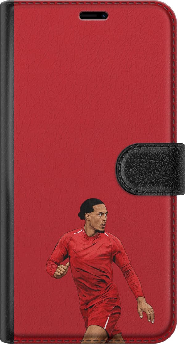 Kompatibel Tegnebogsetui til Apple iPhone 11 Pro Max Dijk rød - Virgil van Dijk i rød kamptrøje i løb mod rød baggrund rød