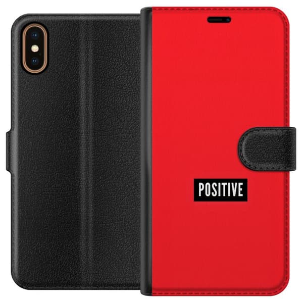 Kompatibelt Lommeboketui til Apple iPhone X Positive text rød