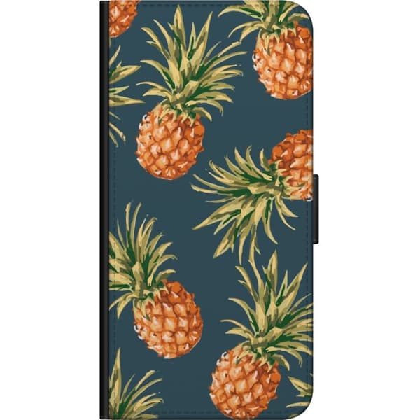 Kompatibel Tegnebogsetui til Samsung Galaxy Note10+ Tropisk mønster med illustrerede ananaser på mørk blågrøn baggrund blå