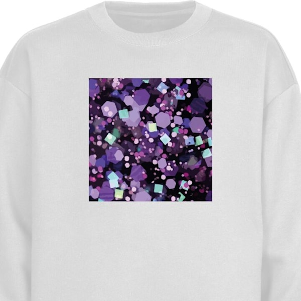 Sweatshirt for Voksen | Klassisk Collegegenser Lilla Glitter hvit S