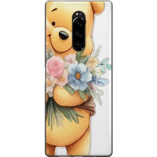 Sony Xperia 1 Gennemsigtig cover Nalle Puh med blomster - klas