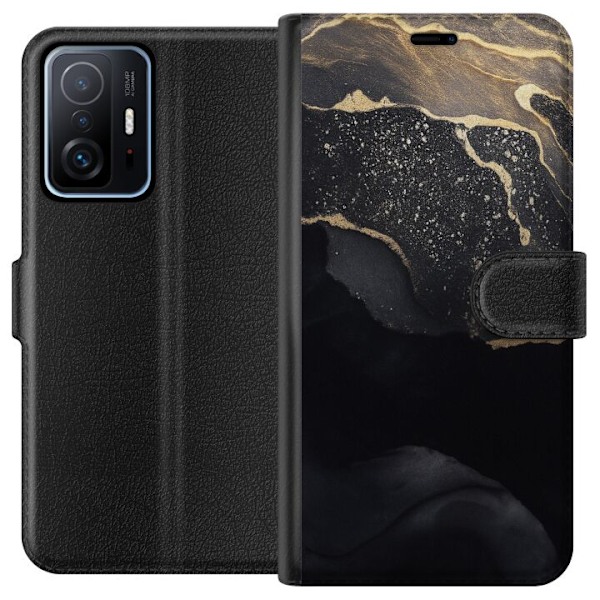 Xiaomi 11T Tegnebogsetui Sort guld abstrakt