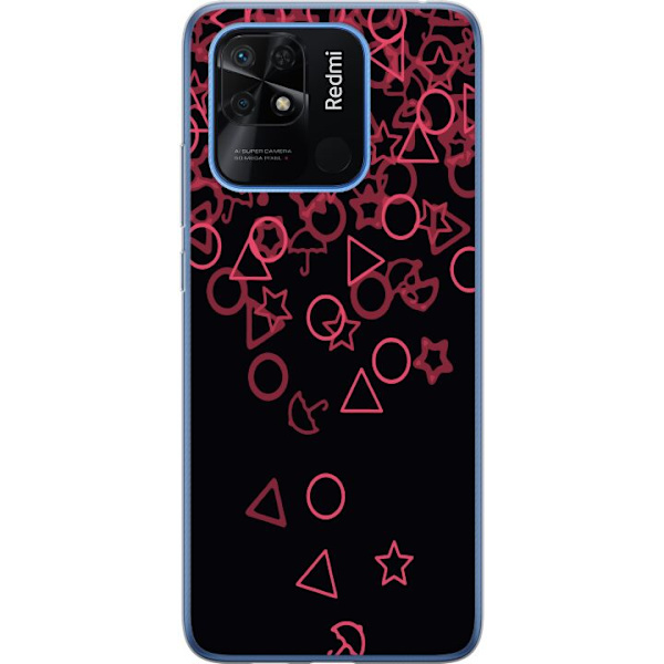 Xiaomi Redmi 10C Genomskinligt Skal Squid Game Ikoner Serie Design Populärt TV Spel Ikoner Grafiskt Motiv Asiatisk Trend Dramaserie