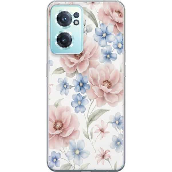 OnePlus Nord CE 2 5G Genomskinligt Skal Romantiska blommor