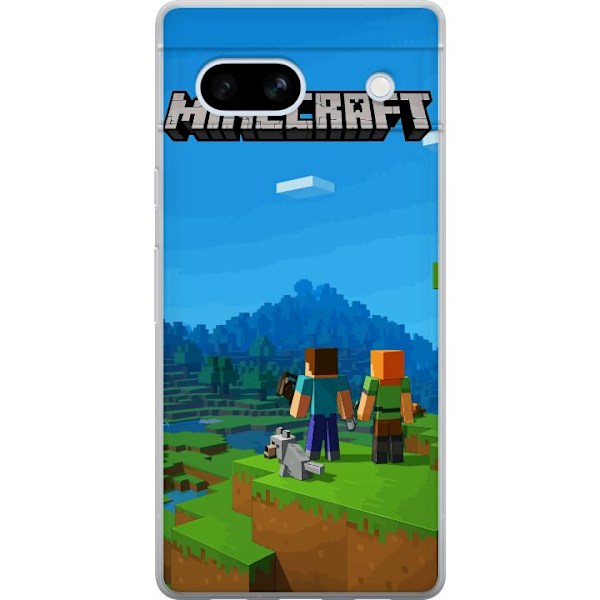Google Pixel 7a Genomskinligt Skal Minecraft Key Art