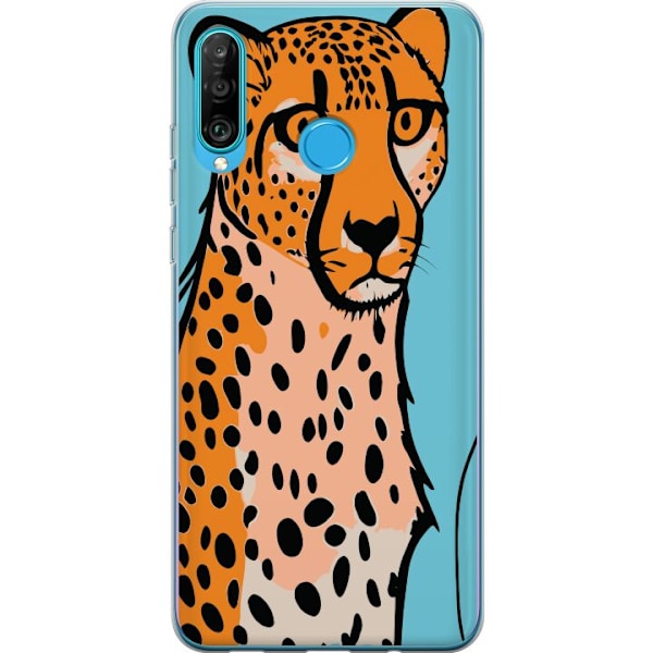 Huawei P30 lite Gennemsigtig cover Overrasket Leopard