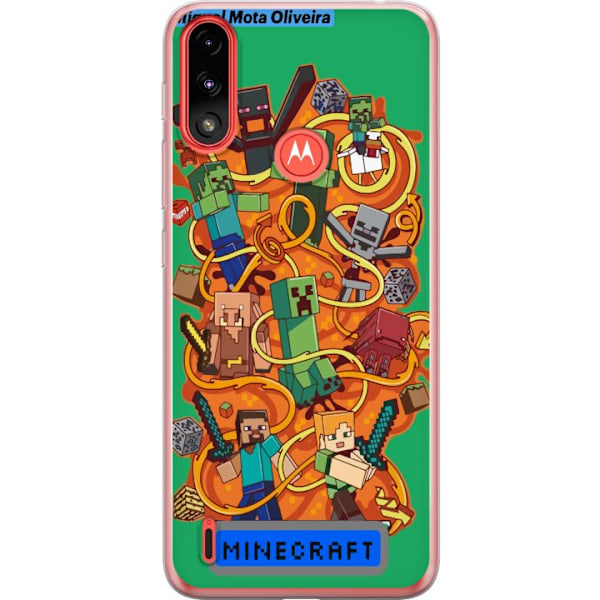 Motorola Moto E7 Power Genomskinligt Skal Minecraft