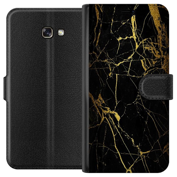 Samsung Galaxy A3 (2017) Tegnebogsetui Marmor Sort & Guld