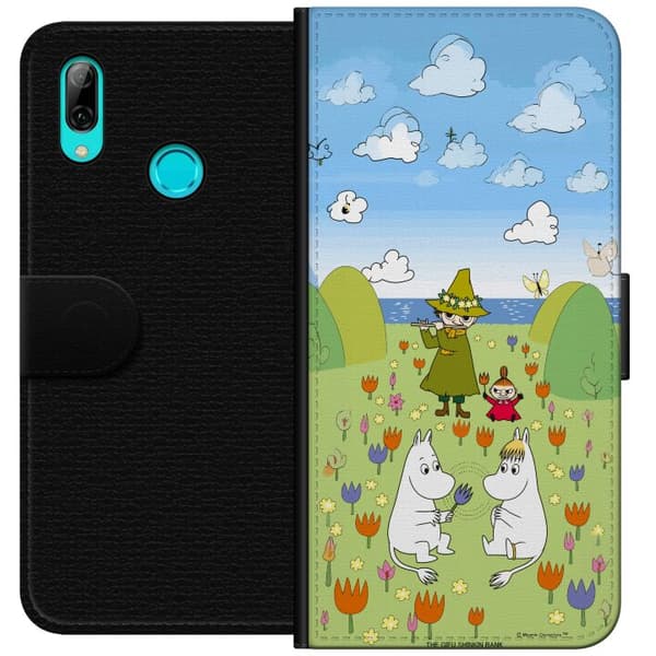 Kompatibel Tegnebogsetui til Huawei P smart 2019 Mumin i blomsteräng grøn