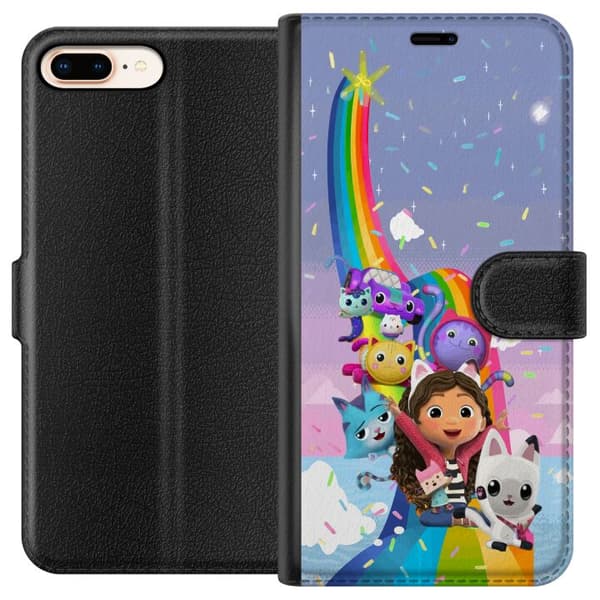 Kompatibel Tegnebogsetui til Apple iPhone 7 Plus Gabby og kattevenner på farverig regnbue