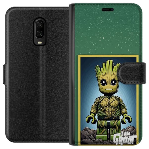 Kompatibel Tegnebogsetui til OnePlus 6T Robot med röda ögon grå