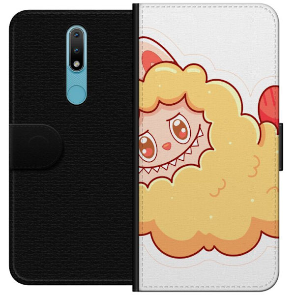 Nokia 2.4 Lompakkokotelo Labubu Pesukarhu Pop Mart Hahmo Keräilyesine Söpö Suunnittelu Suosittu Teema Taideteos Leikkisarja