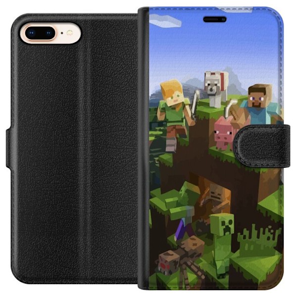 Kompatibel Tegnebogsetui til Apple iPhone 7 Plus MineCraft