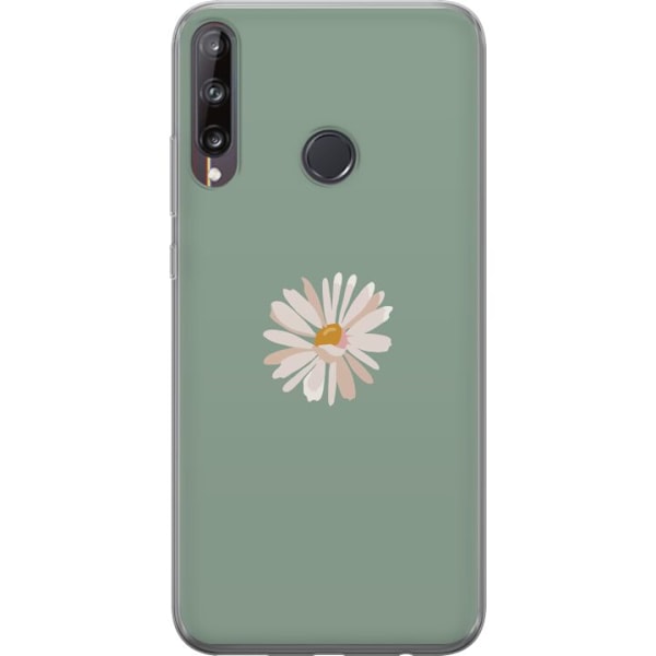 Huawei P40 lite E Läpinäkyvä kuori Vihreä Minimalikukka - tyylikäs kukka vihreällä taustalla