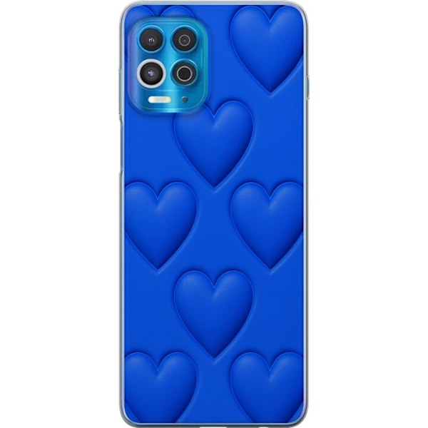 Motorola Edge S Gjennomsiktig deksel Blå Hjerter