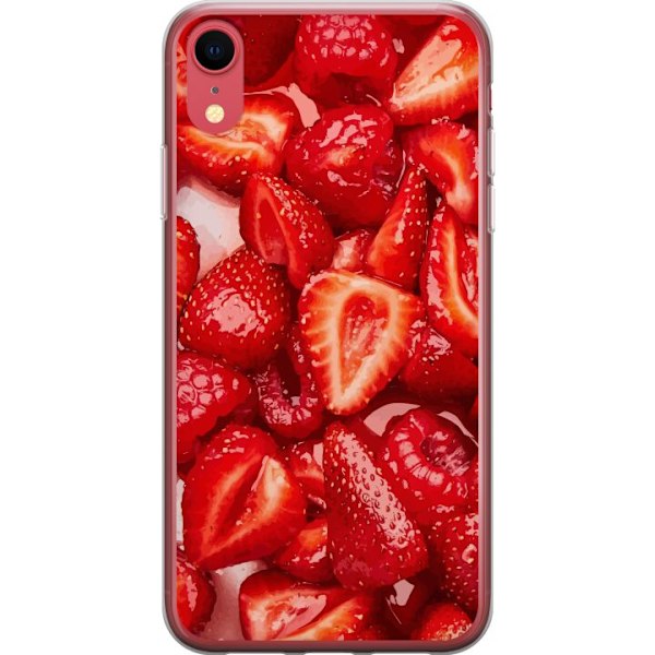 Apple iPhone XR Läpinäkyvä kuori Mansikkakuviointi - makea