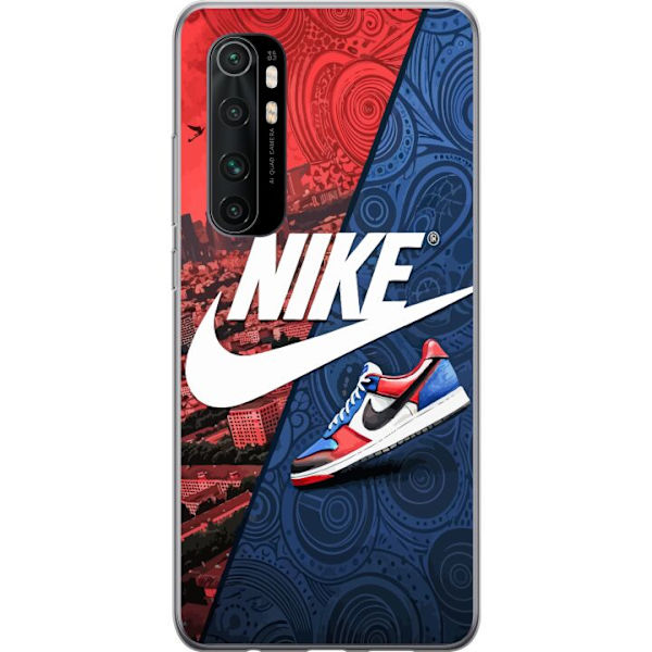 Xiaomi Mi Note 10 Lite Genomskinligt Skal Nike Logotyp Röd Blå Sneaker Stil Sport Fashion Populärt Swoosh Motiv Träningskläder Grafisk Ikon
