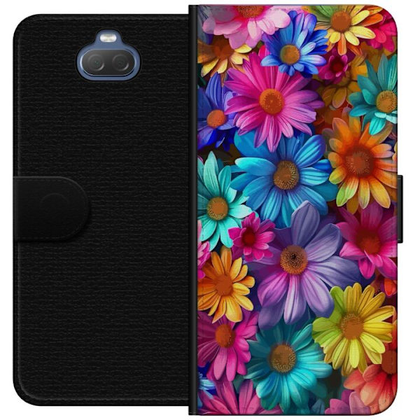 Sony Xperia 10 Lompakkokotelo Gerbera Kukat Värikäs Koriste Kukka Motiivi Suosittu Kotisisustus Väririkas Seinätaide Suunnittelu