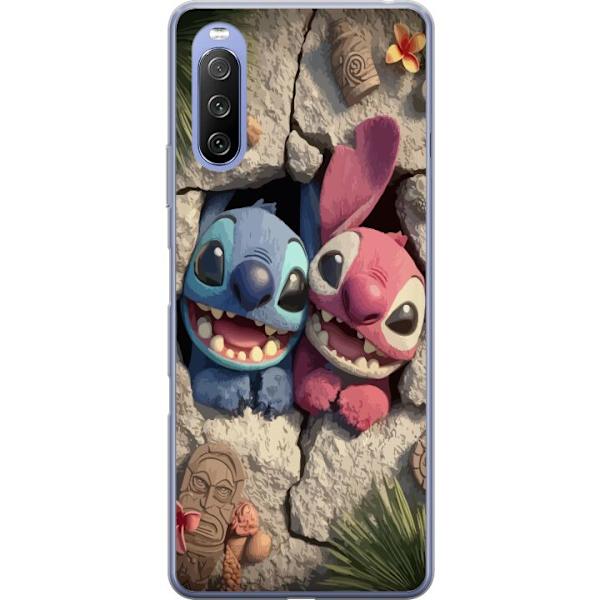 Sony Xperia 10 III Lite Genomskinligt Skal Stitch Angel Lilo & Stitch Motiv Disney Kärlek Seriefigur Populär Blå Alien Rolig Disneyfilm