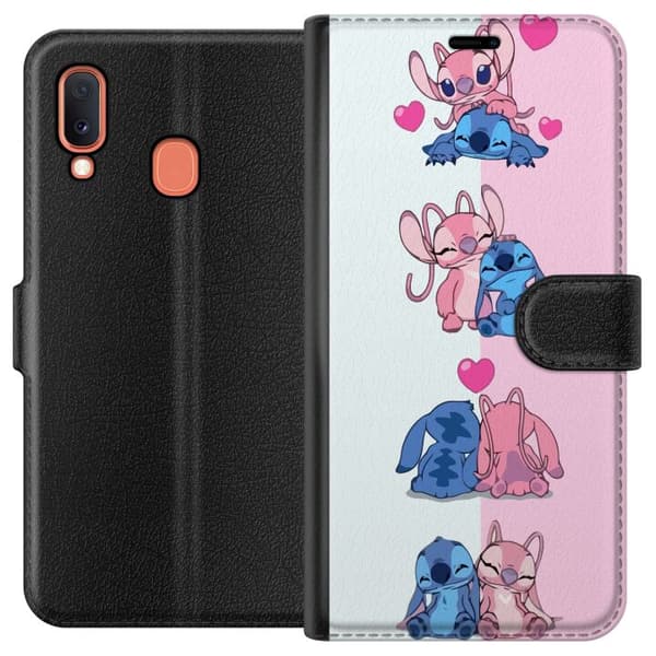 Kompatibelt Plånboksfodral till Samsung Galaxy A20e Lilo & Stitch