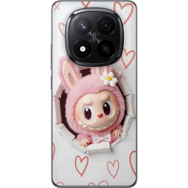 Xiaomi Redmi Note 14 Pro+ Läpinäkyvä kuori Labubu Sydän Taustakuva Pop Mart Rakkausteema Hahmodesign Suosittu Motiivi Keräilytaideteossarja
