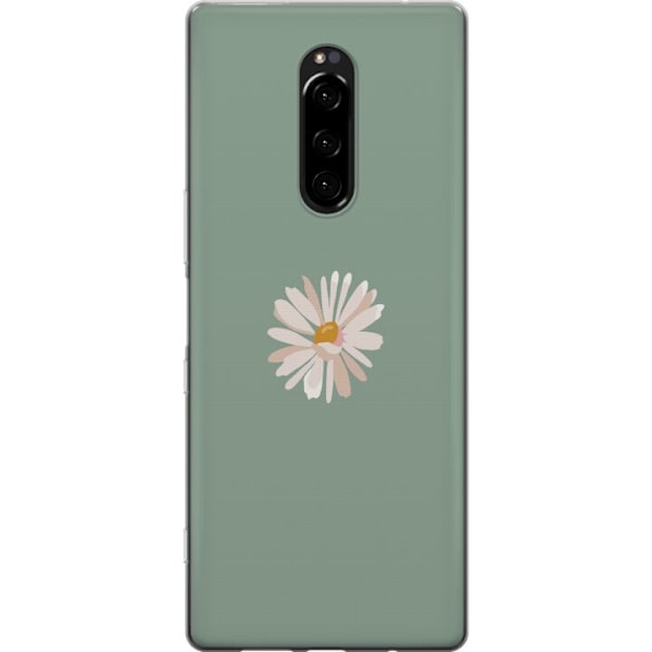 Sony Xperia 1 Läpinäkyvä kuori Vihreä Minimalikukka - tyylikäs kukka vihreällä taustalla