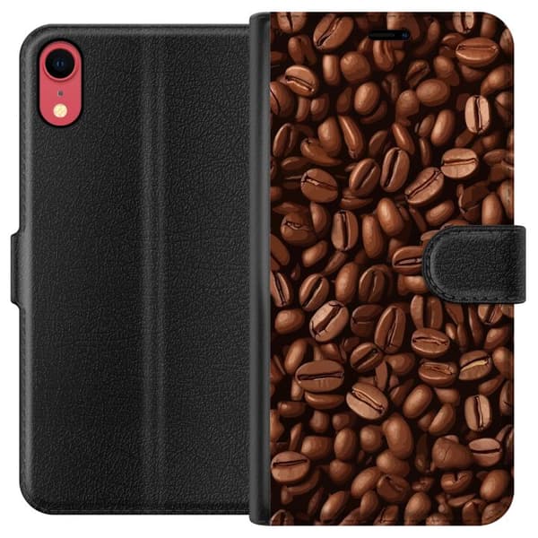 Kompatibel Tegnebogsetui til Apple iPhone XR Kaffebönor närbild brun