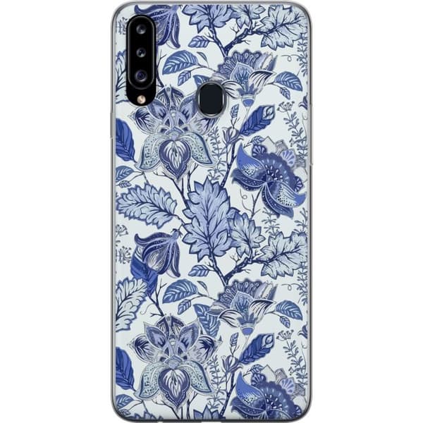 Kompatibelt Mobildeksel til Samsung Galaxy A20s Blomster Blå...