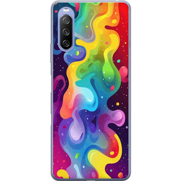 Sony Xperia 10 III Lite Genomskinligt Skal Color Splash Abstrakt Konst Design Färgstarkt Mönster Modern Populär Väggkonst Grafiskt Trend