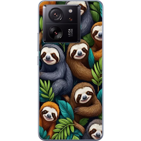 Xiaomi 13T Pro Gennemsigtig cover Sengångarstil - afslappet motiv med sød dovendyr