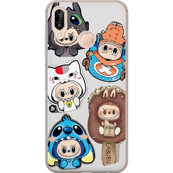 Huawei P20 lite Läpinäkyvä kuori Labubu hahmokokoelma - Pop Mart Labubu The Monsters väriluulisessa muotoilussa