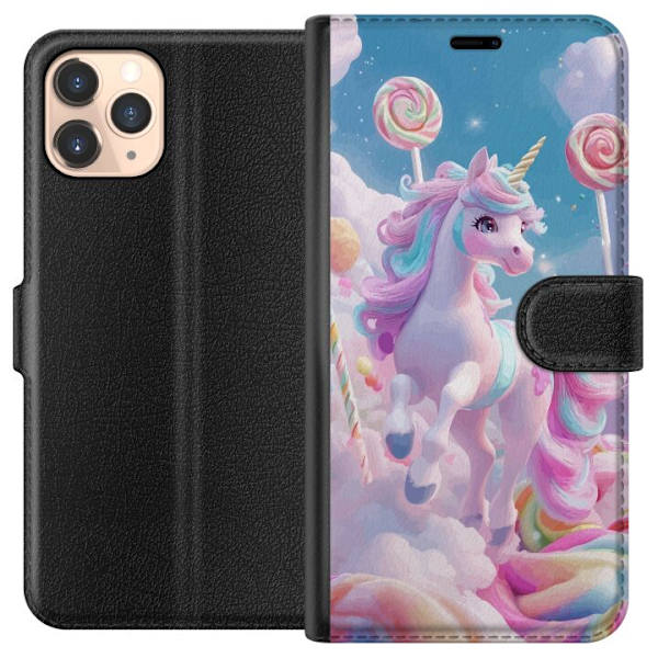 Apple iPhone 11 Pro Plånboksfodral Enhörning Candy Pastell Kawaii Motiv Söt Populär Färg Grafiskt Trend Barn Motiv Fantasy Art