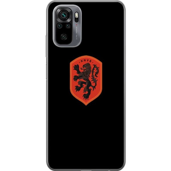 Kompatibel Mobilcover til Xiaomi Redmi Note 10 Orange skjold med sort heraldisk løve mod sort baggrund sort