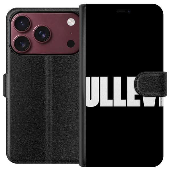Kompatibel Tegnebogsetui til Apple iPhone 18 Pro Max Ullevi sort-hvid typografi med stor grafisk tekst på hvid baggrund hvid