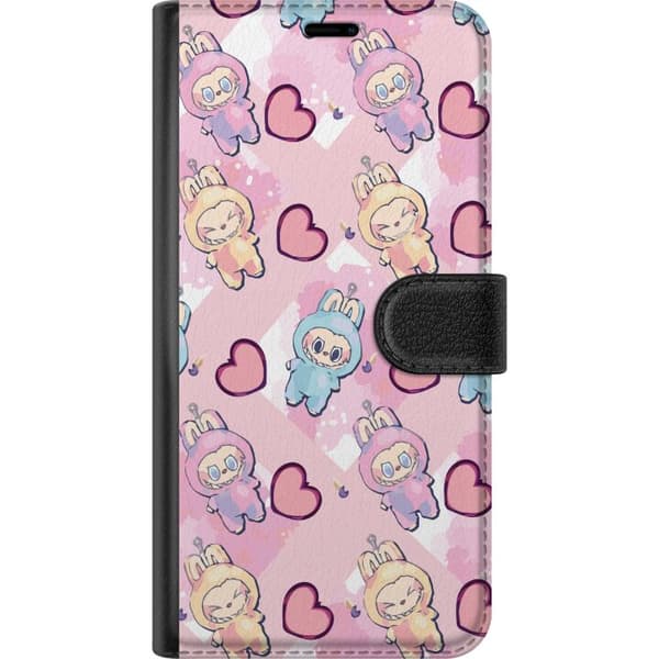 Kompatibel Tegnebogsetui til Huawei P20 Pro Pastelfigurer og hjerter - figurmønster på lyserød baggrund pink