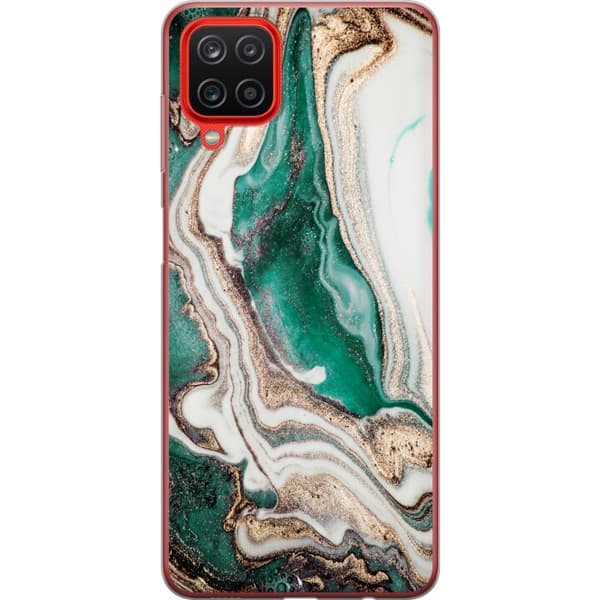 Kompatibel Mobilcover til Samsung Galaxy A12 Grøn/Guld marmor