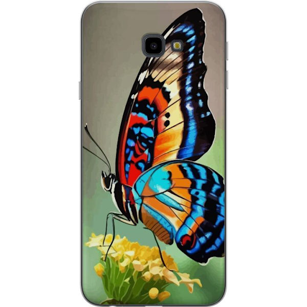 Samsung Galaxy J4+ Genomskinligt Skal Fjäril Natur Sommar Motiv Vingar Färgstark Design Populär Dekor Grafiskt Exotiskt Tema