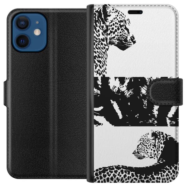 Kompatibel Tegnebogsetui til Apple iPhone 12 mini Leopard Faces