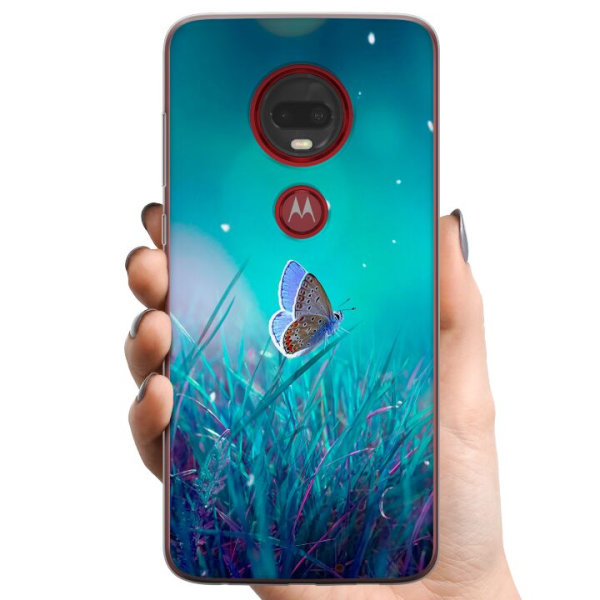 Motorola Moto G7 Plus TPU Mobildeksel Magisk Sommerfugl