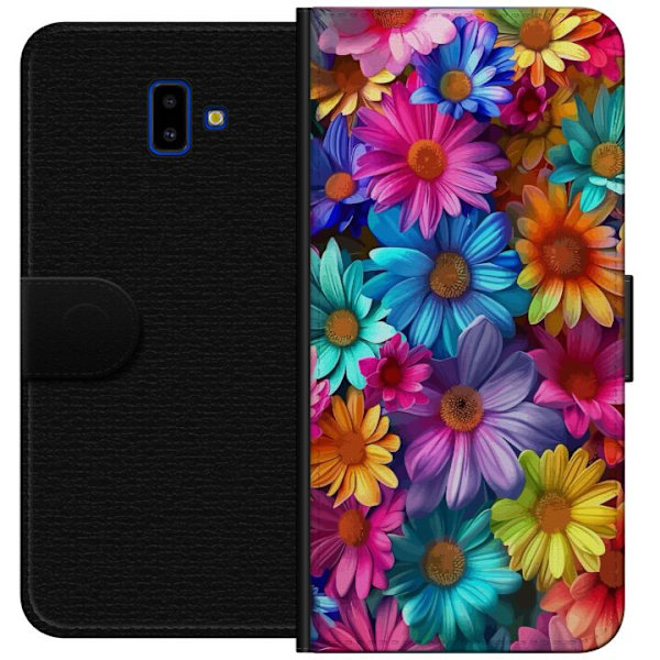 Samsung Galaxy J6+ Plånboksfodral Gerbera Blommor Färgglad Dekor Blommotiv Populärt Heminredning Färg Rik Väggkonst Design