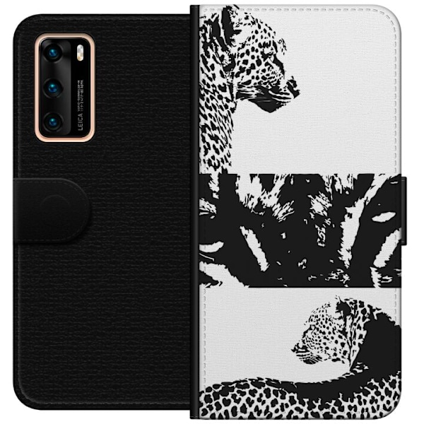 Huawei P40 Lompakkokotelo Leopard Faces