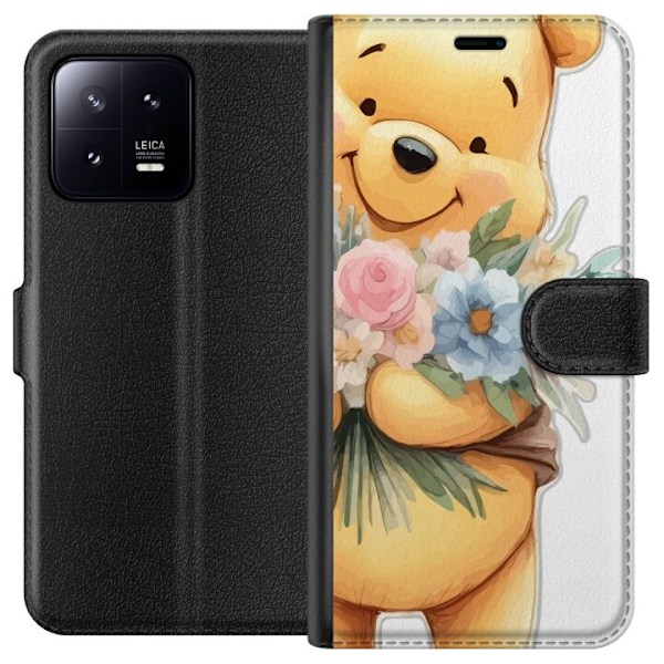 Xiaomi 13 Plånboksfodral Nalle Puh med blommor – klassisk b