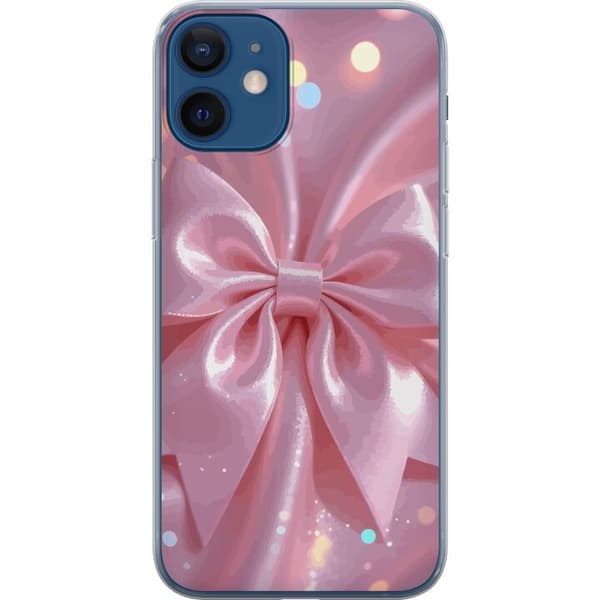 Kompatibel Mobilcover til Apple iPhone 12 mini Lyserød silkeroset – Elegant glitrende bånd med lyseffekter