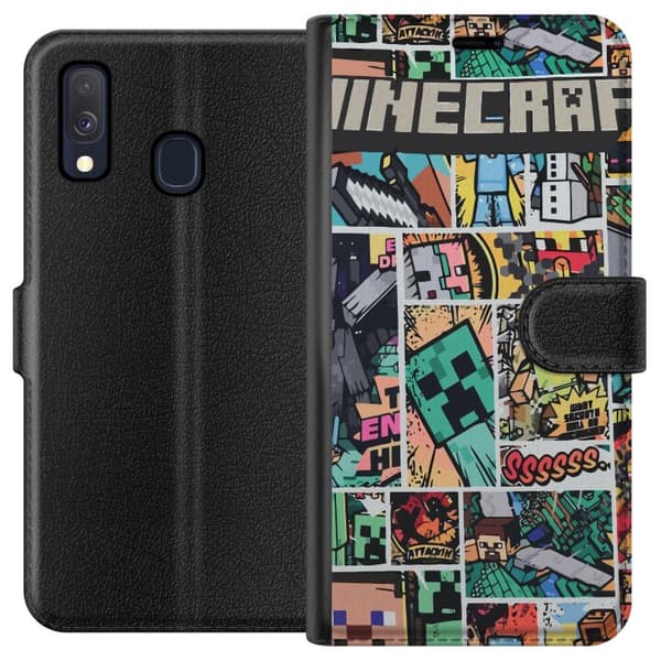 Kompatibel Tegnebogsetui til Samsung Galaxy A40 Minecraft Kunst