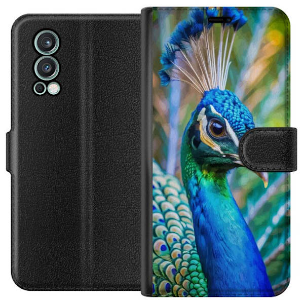 OnePlus Nord 2 5G Tegnebogsetui Påfugle Fjer Farverig Design Fuglemotiv Eksotisk Grafisk Motiv Natur Luksuriøs Dekoration
