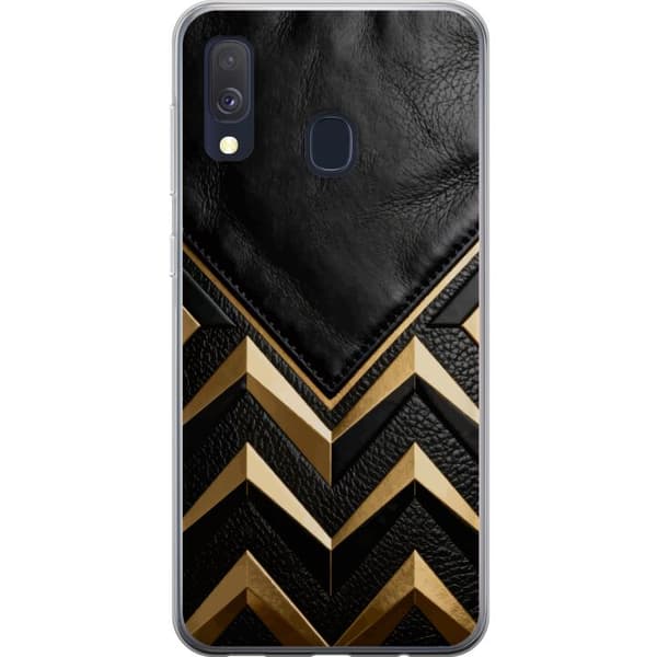 Kompatibelt Mobildeksel til Samsung Galaxy A40 Svart läder med guldfält