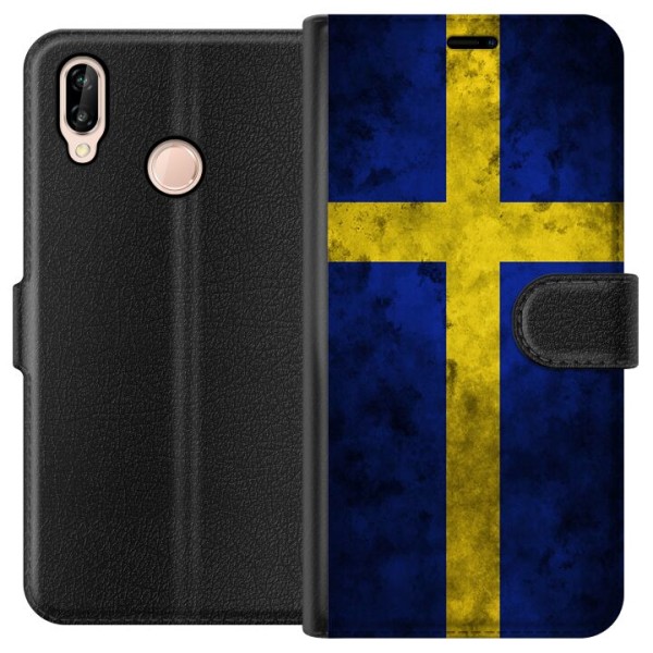 Huawei P20 lite Lommeboketui Sverige Flag
