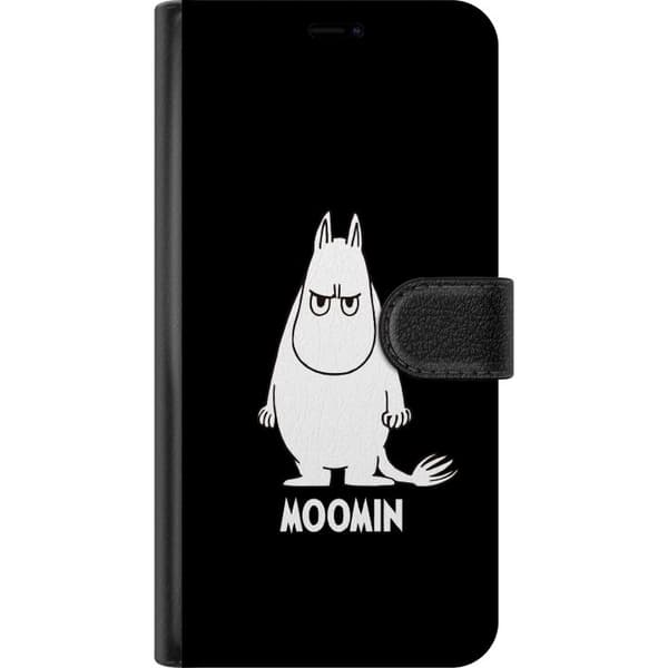 Kompatibel Tegnebogsetui til Apple iPhone 8 Plus Mumitrolden med en bestemt mine mod sort baggrund i minimalistisk stil sort