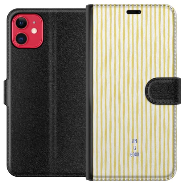 Kompatibel Tegnebogsetui til Apple iPhone 11 Life Is Good gul