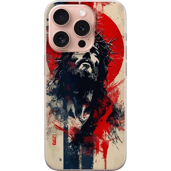 Apple iPhone 16 Pro Läpinäkyvä kuori Jeesus ristillä - kristillinen aihe vahvalla symboliikalla uskosta ja toivosta